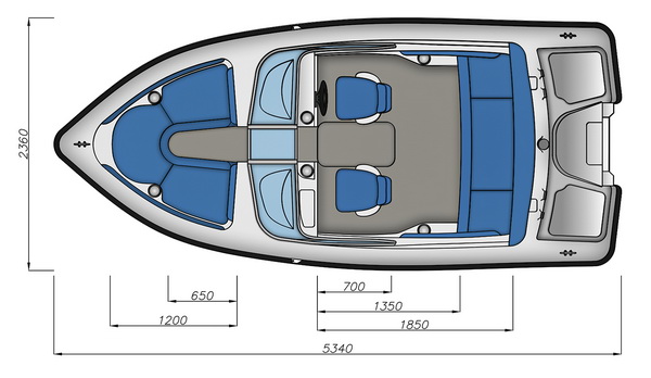 Схема моторной лодки Бестер-530 с размерами
