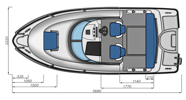 Схема моторной лодки Бестер-570 с размерами