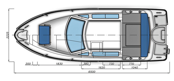 Схема моторной лодки Бестер-650 с размерами