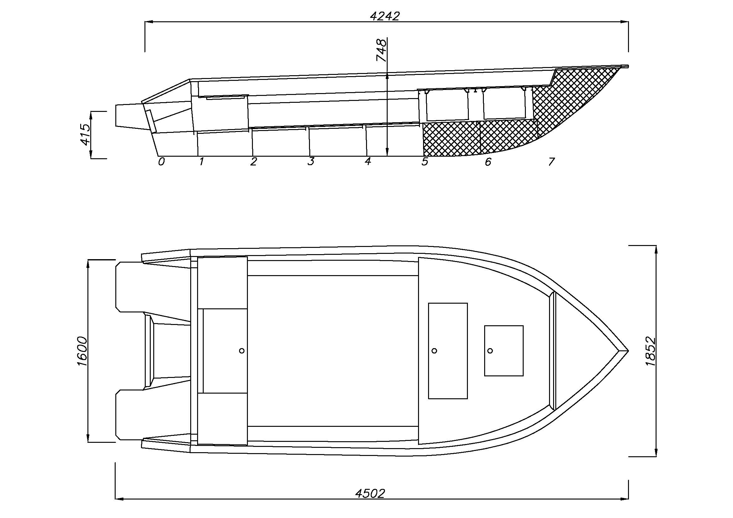 чертеж моторной лодки Бестер 430